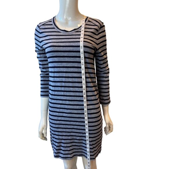 J. Crew Womens Striped Tee Shirt Dress Side Zippers 100% Cotton Blue Gray SZ XS - Picture 5 of 10